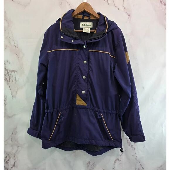 L.L. Bean Jackets & Blazers - Vintage LL Bean Jacket Womens Medium Blue Anorak Zip Hooded Windbreaker Nordic